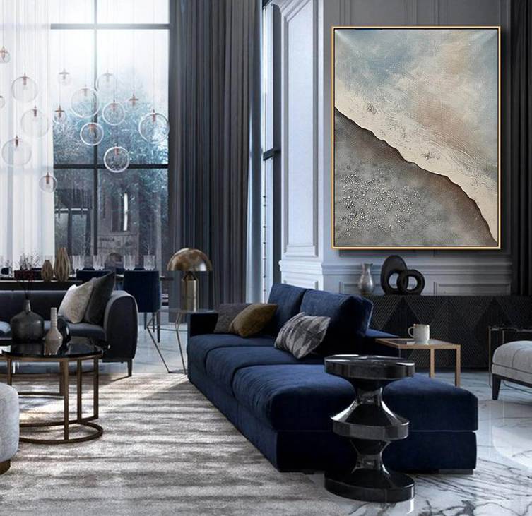 Bedroom Abstract Modern Gray Abstract Canvas Artwork 6YI16 wall art